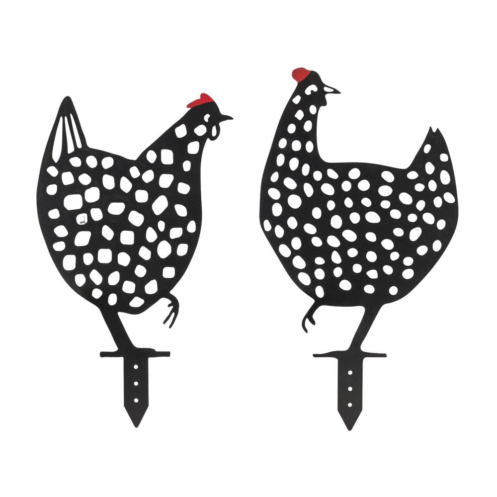 Black Iron Chicken Garden Stakes Set of 4