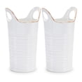 thumbnail image 1 of Melrose Ceramic Bucket Vase with Handles - 11.5" - White - Set of 2, 1 of 2