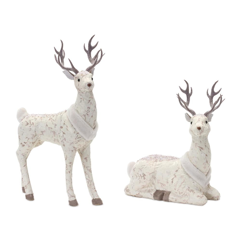 Melrose International LLC Deer (Set of 2) 12.5"L x 14.25"H, 13"L x 20.5"H Foam/Fabric
