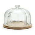 thumbnail image 1 of Melrose Glass Cloche with Wood Plate Stand - 10.25" - Beige, 1 of 2
