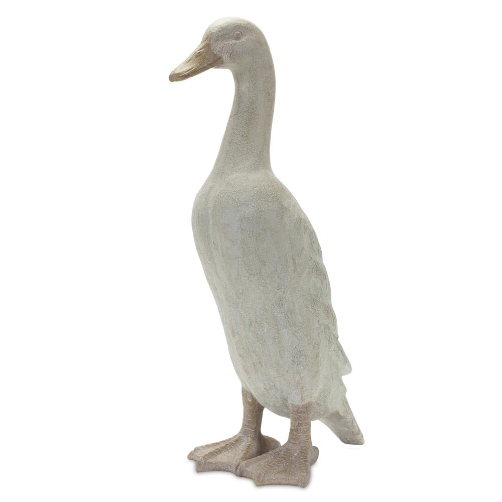 Charming Spring Duo Resin Duck Statues, 18.75" and 17.5" in Weathered Finish