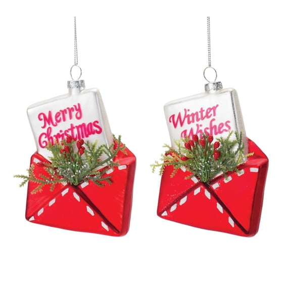 Melrose International LLC Envelope Ornament (Set of 12) 5"H Glass