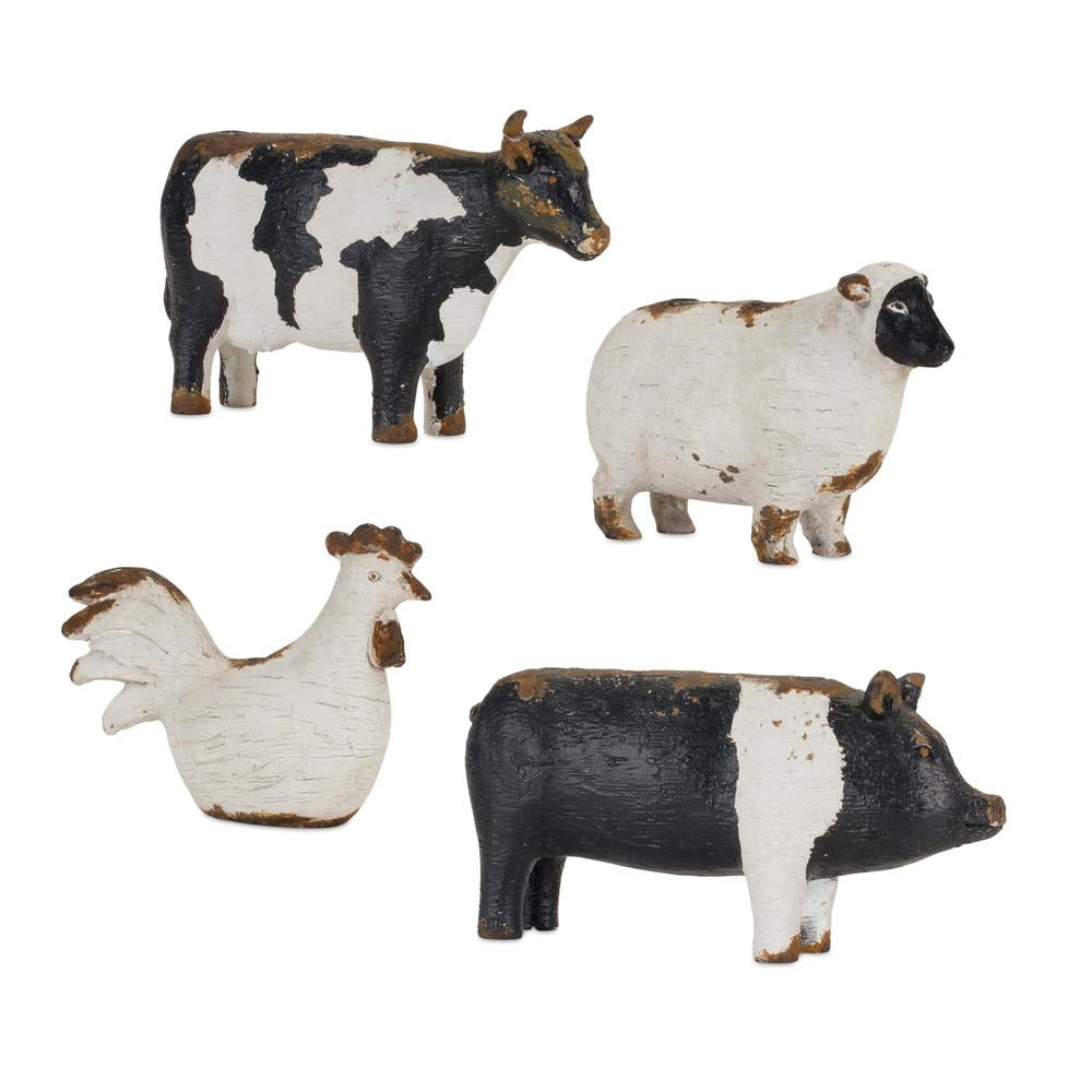 Rustic Brown Polyresin Farm Animal Candle Holder Set