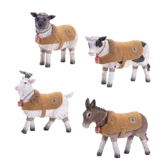 Melrose Farm Animals with Winter Coats Christmas Figurines - 7" - Set of 4