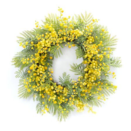 Melrose International LLC Fern and Mimosa Wreath 27"D Plastic