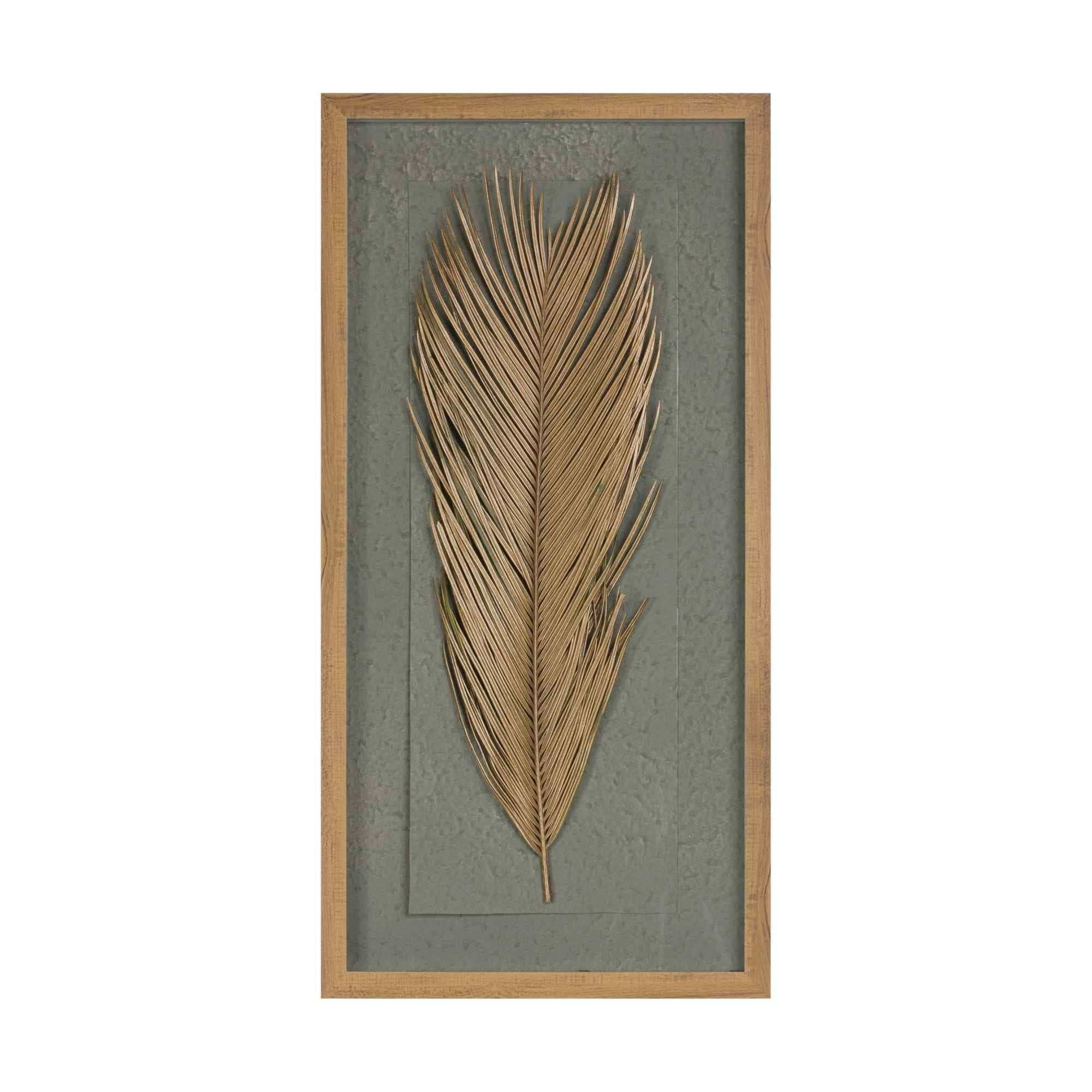 Rustic Green and Beige Dried Palm Leaf Wall Art Set