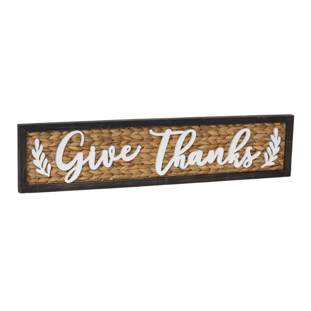 Rustic Brown and Black Fir Wood Thanksgiving Sign