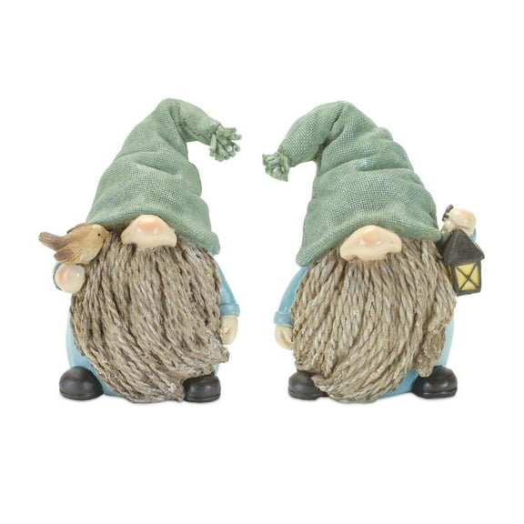 Melrose Set of 4 Gnome with Bird and Lantern Christmas Tabletop Figurines 6.25"