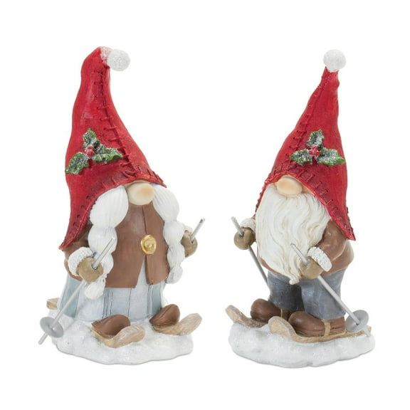 Melrose International LLC Gnome on Skis (Set of 4) 6.75"H Resin