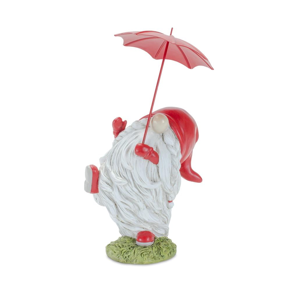 Whimsical Multicolor Polyresin Garden Gnomes with Umbrellas Set