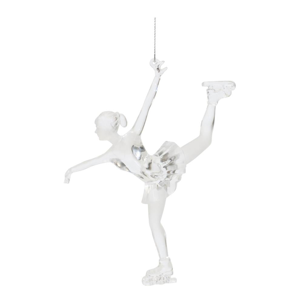 Clear Acrylic Ice Skater Ornament Set of Four