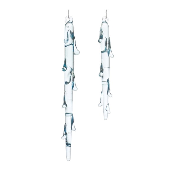 Melrose 86466 Icicle Ornament, Set of 2, 7-inch Height, Glass