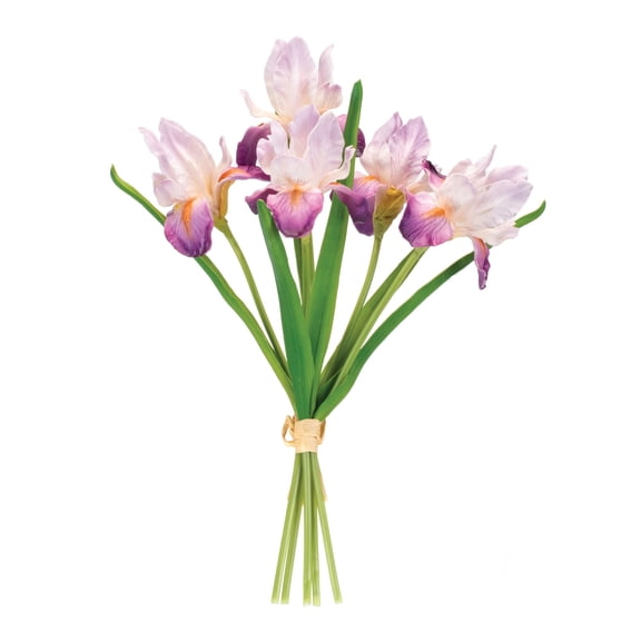 Melrose Artificial Iris Floral Bundles - 15.5" - Purple and Green - Set of 2