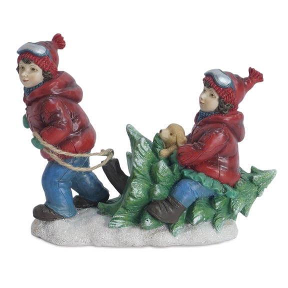 Melrose International LLC Kids w/Tree (Set of 2) 6.5"H Resin