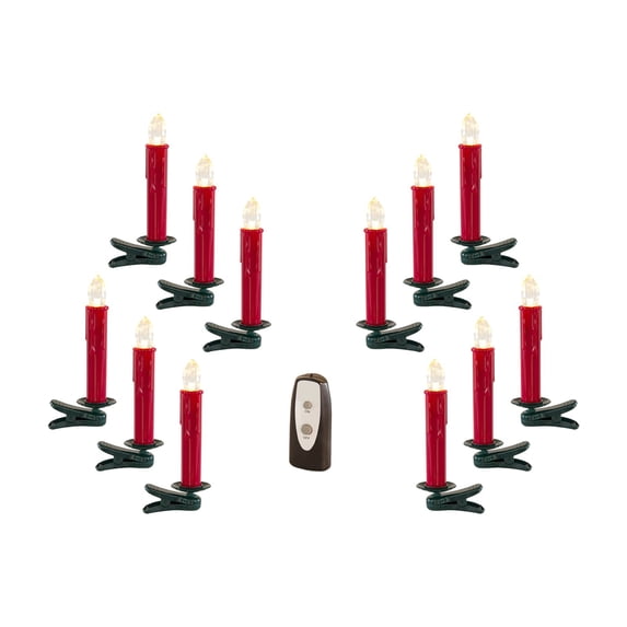 Melrose LED Clip On Flameless Taper Candles - 6.5" - Red - 24ct