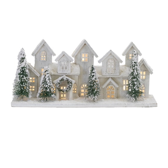 Melrose LED Lighted Flocked Winter Village Christmas Decoration - 23"
