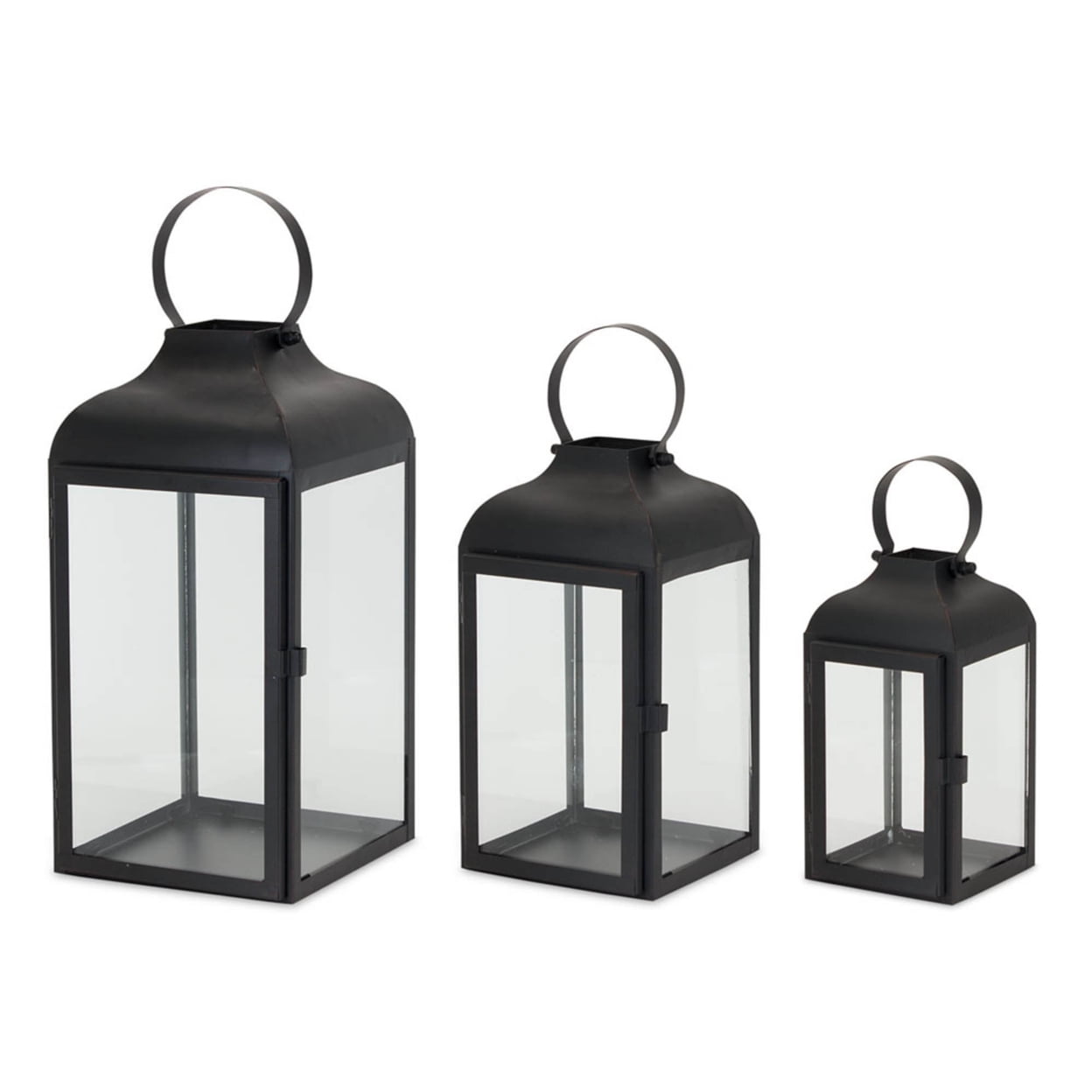 Melrose International LLC Lantern (Set of 3) 10"H, 12.75"H, 16"H Iron/Glass