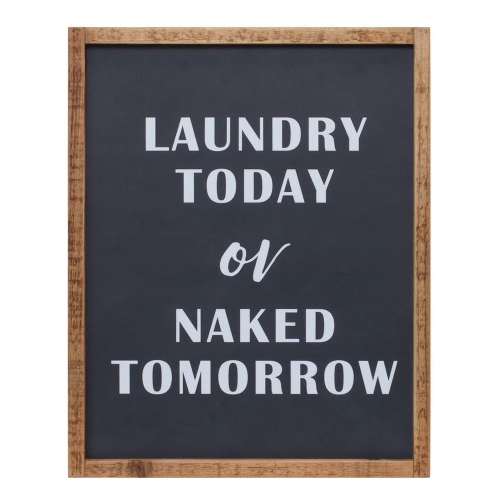 Rustic Fir Wood Laundry Sign with Black and White Text