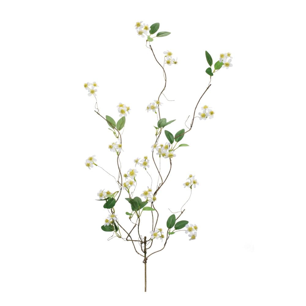 White and Green Plastic Floral Twig Branch Set