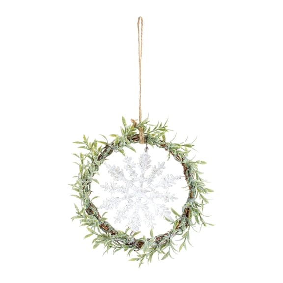 Melrose Set of 6 Mini Wreath with Snowflake Christmas Candle Holder Rings 7.5"