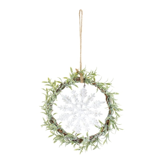 Melrose Set of 6 Mini Wreath with Snowflake Christmas Candle Holder Rings 7.5"