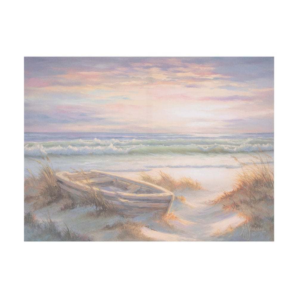 Ocean Landscape Canvas Art with Fir Wood Frame, 24"L x 18"H