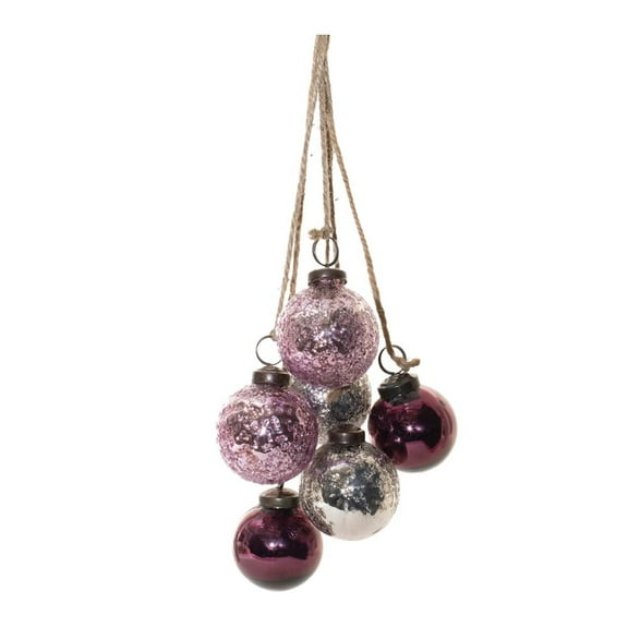 Melrose Shiny Finish Cluster Drop Glass Christmas Ball Ornaments - 21" - Purple - 2ct