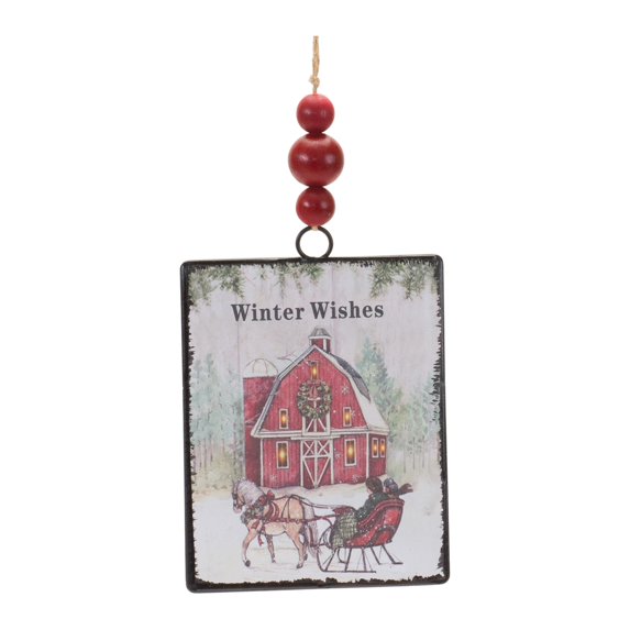 Glass Winter Wishes Barn Ornament Set of 12