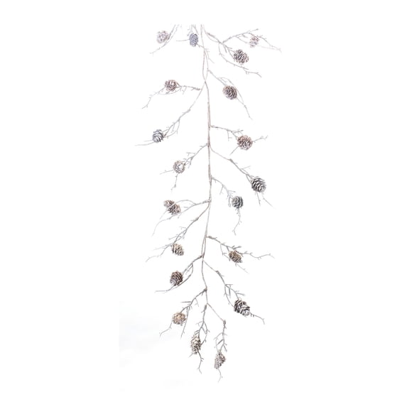 Melrose International Flocked Pinecone Twig Garland (Set of 2)