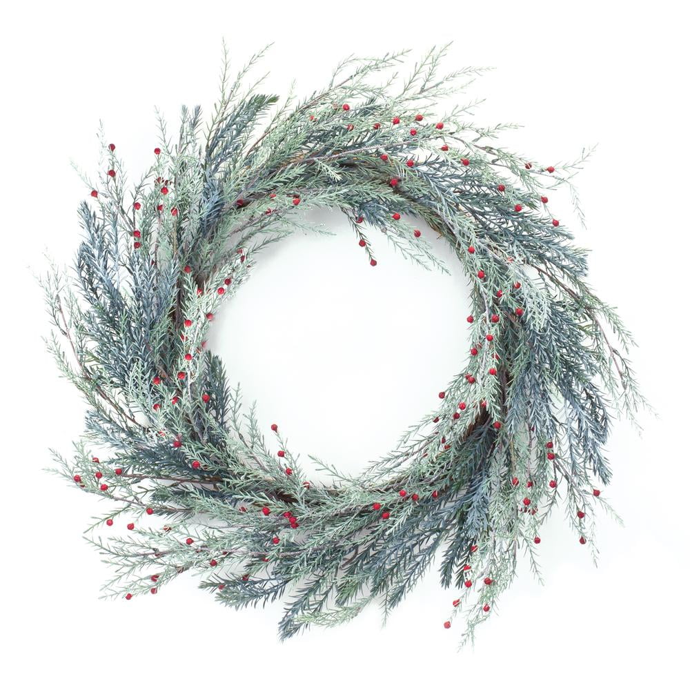 Natural Green and Red Pine Berry Artificial Holiday Wreath