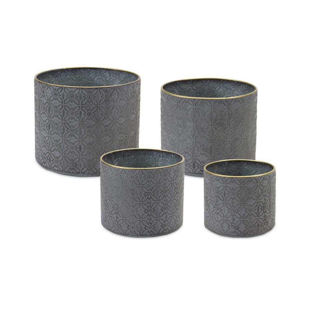 Melrose International Ribbed Stone Footed Planter 7