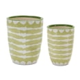 thumbnail image 1 of Melrose Abstract Striped Decorative Pots - 5\" - Green and White - Set of 2, 1 of 2