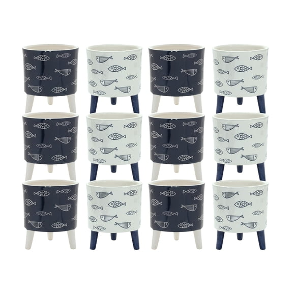 Melrose International LLC Pot w/Legs (Set of 12) 5"D x 6"H Dolomite