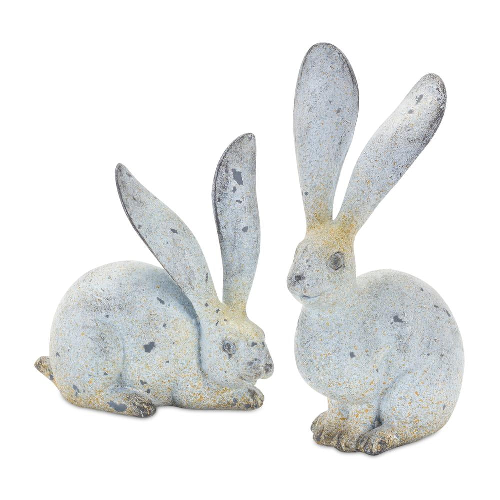 Weathered Gray and Brown Resin Rabbit Figurines Set of 4