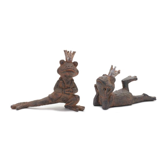 Melrose Royal Lounging Frog Outdoor Garden Figurines - 5.5" - Brown - Set of 6