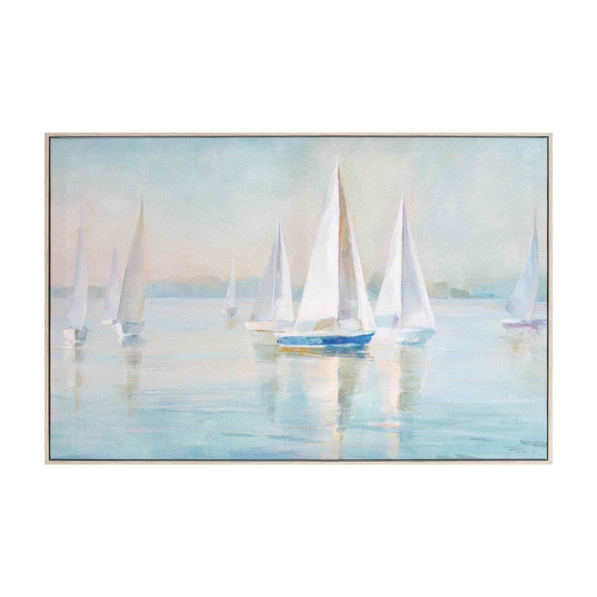 Coastal Blue and White Framed Sailboat Print 23.5"