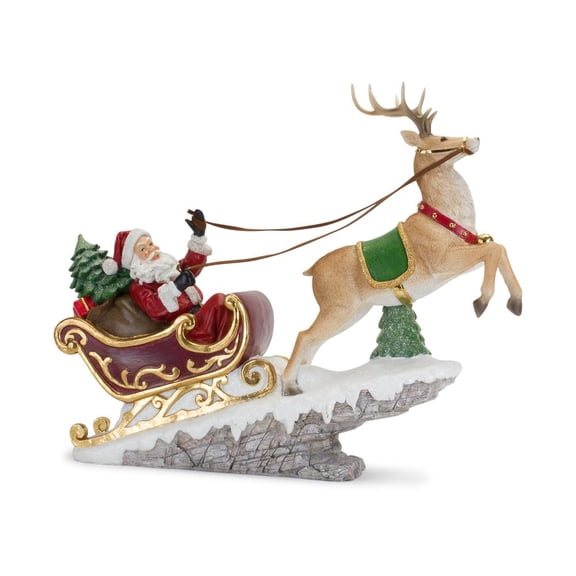 Melrose 21.5" Santa in Sleigh with Reindeer Christmas Tabletop Decoration