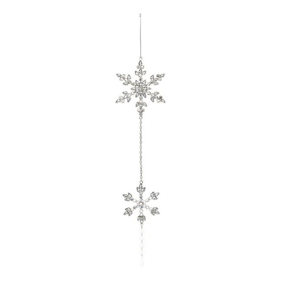 Melrose Club Pack of 6 Silver Jeweled Snowflake Christmas Drop Ornaments 21"