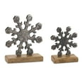 thumbnail image 1 of Melrose International LLC Snowflake On Stand (Set of 6) 5.75"H, 7.75"H Aluminum/Wood, 1 of 3