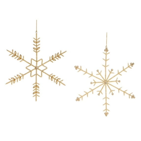 Melrose International LLC Snowflake Ornament (Set of 6) 12"H Iron/Glass Beads