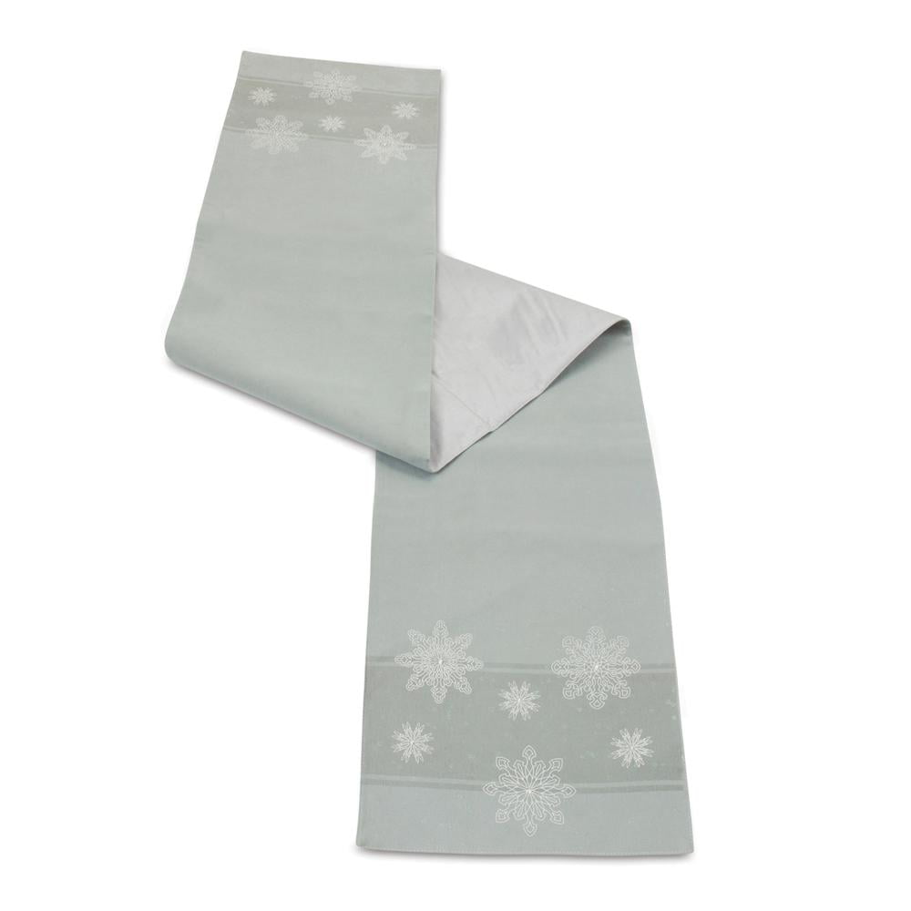 Winter Blue Embroidered Snowflake Polyester Table Runner