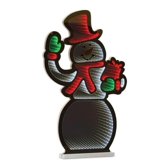 Melrose International LLC Snowman w/Present Infinity Light 20"L x 29.5"H Acrylic UL Plug