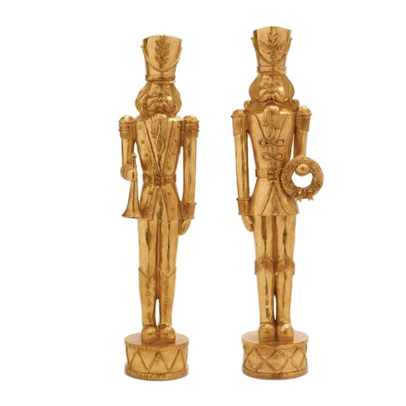 Melrose Gold Holiday Nutcracker Statue Set of 2