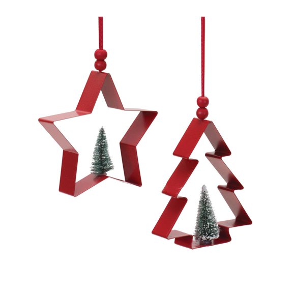 Melrose International LLC Star and Tree Cookie Cutter Ornament (Set of 6) 4"H, 4.75"H Metal