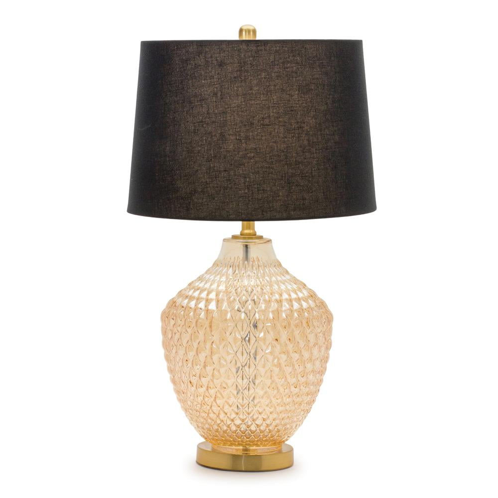 Edison Black Textured Glass Table Lamp with Gold Accents