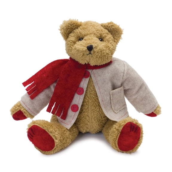 Melrose Teddy Bear with Coat and Scarf Christmas Tabletop Decoration - 14"