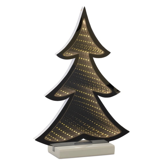 Melrose LED Lighted 3D Pine Tree Christmas Infinity Mirrors - 12.5" - Set of 2