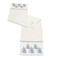 thumbnail image 1 of Melrose Embroidered Pine Tree Christmas Table Runner - 72" - White and Blue, 1 of 2