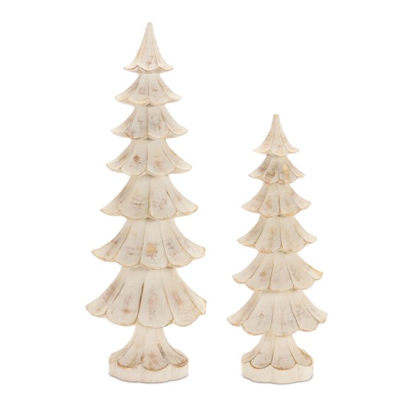 Melrose Pine Artificial Christmas Trees - 14.5" - Set of 2 - Brushed Gold Finish