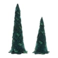 thumbnail image 1 of Melrose Beaded Leaf Pine Christmas Tree Tabletop Decor - 25.5" - Green - Set of 2, 1 of 3